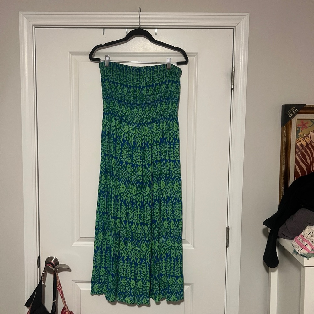 Green and Blue Patterned Women's dress